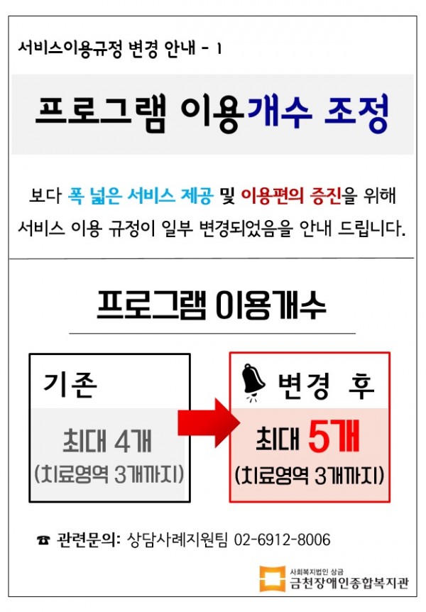 프로그램 이용개수 조정 안내