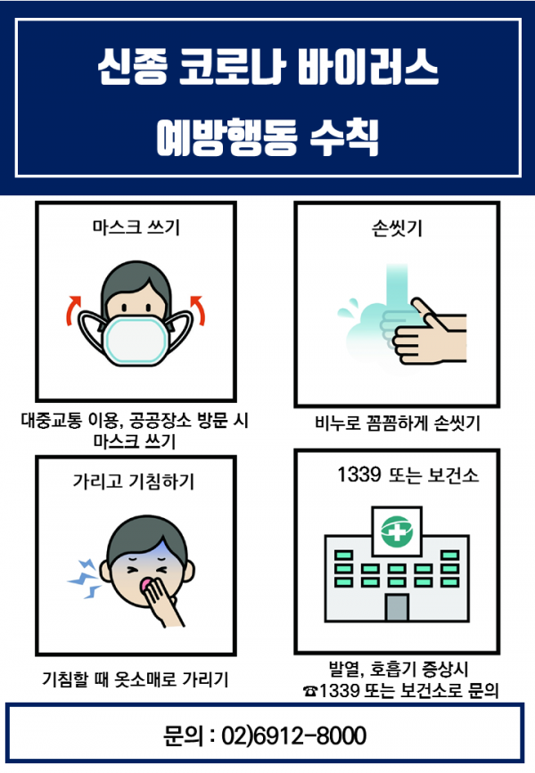 신종코로나바이러스 예방행동수칙 안내문