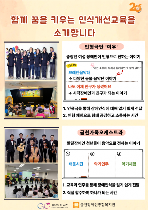 2026년 장애인식개선교육 인형극, 오케스트라가 어떠한 활동인지 소개하는 내용