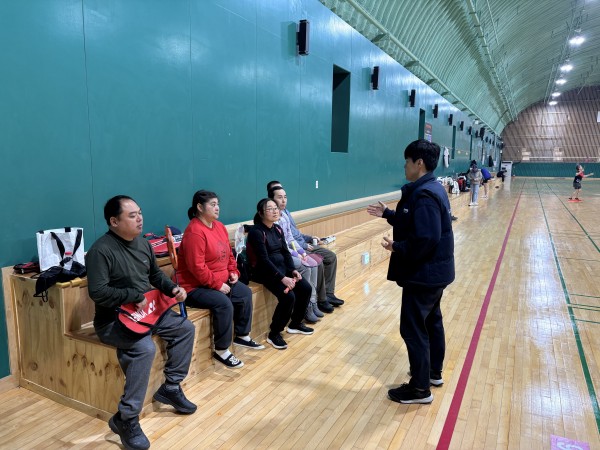 훈련전 안전교육진행중