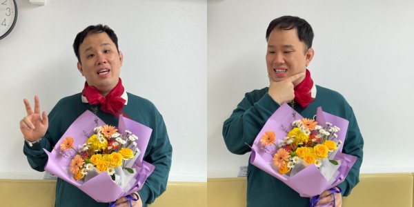 꽃다발과 한컷